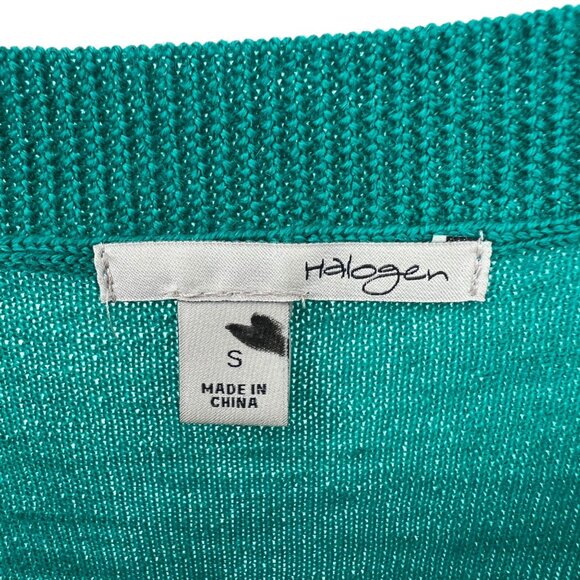 Halogen Teal Blue Merino Wool 3/4 Sleeve Sweater Size Small - Picture 10 of 14
